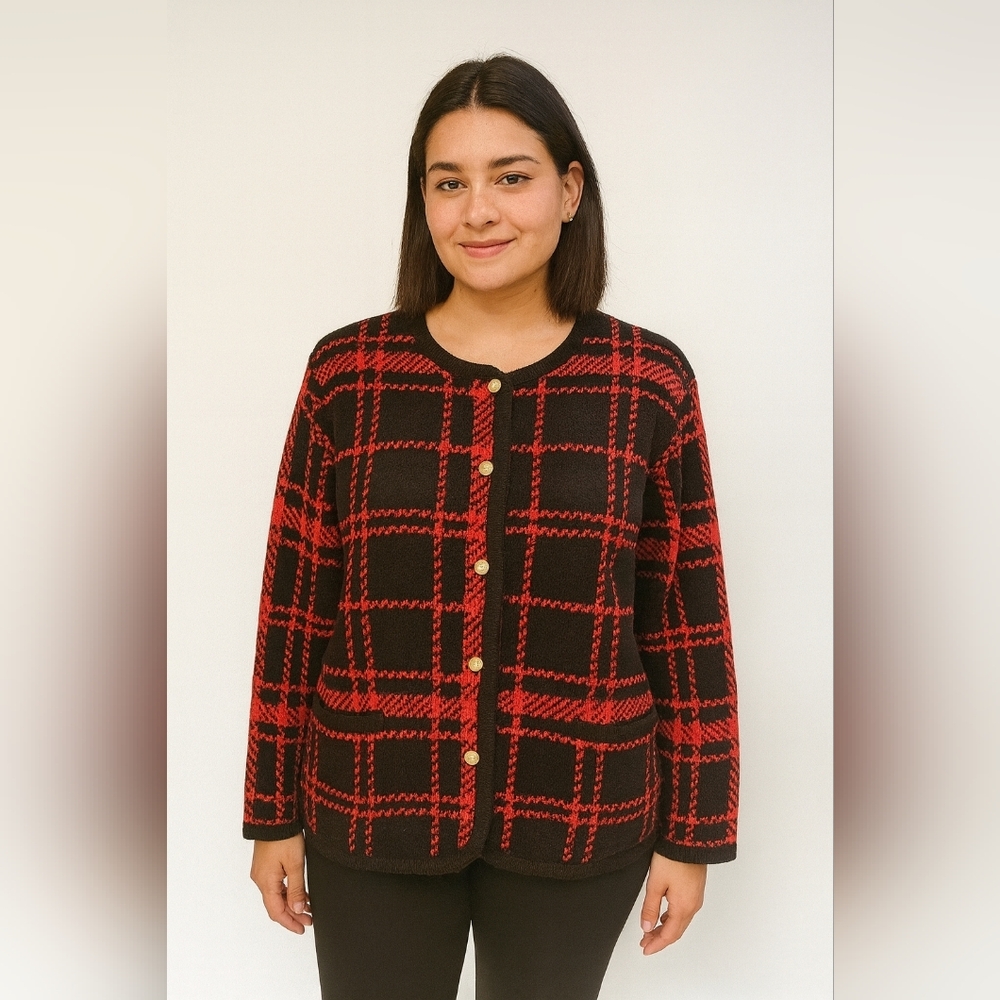 Liz Baker Womens Sweater Cardigan Preppy Royal Business Casual‎ Luxurious Size M